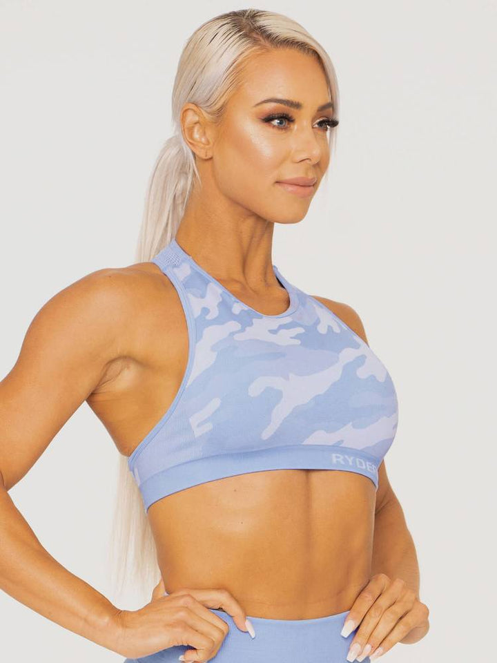 Ryderwear Camo Seamless Sports Bra - Blue Camo