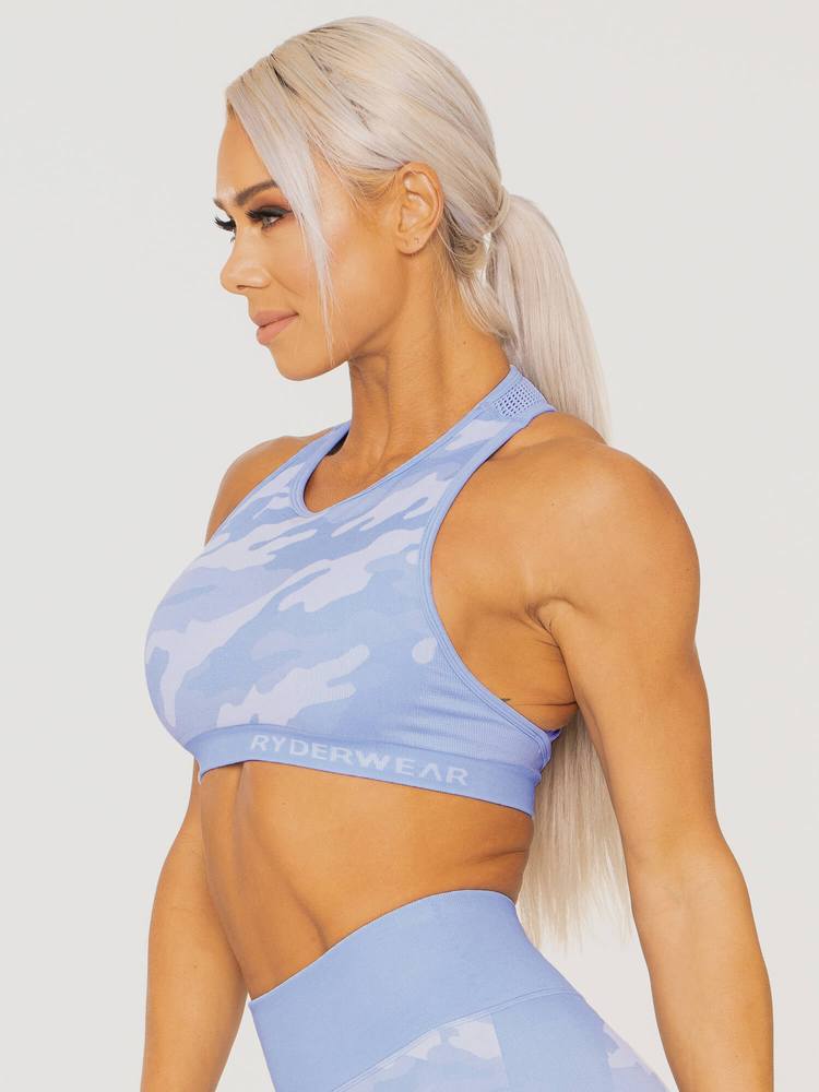 Ryderwear Camo Seamless Sports Bra - Blue Camo