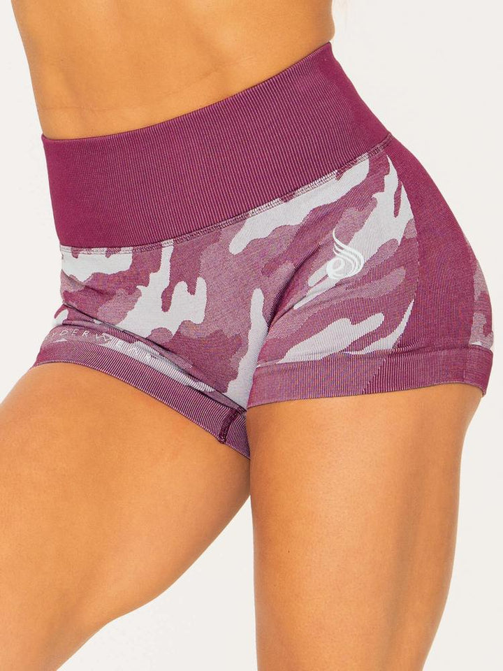 Ryderwear Camo Seamless Booty Shorts - Burgundy Camo