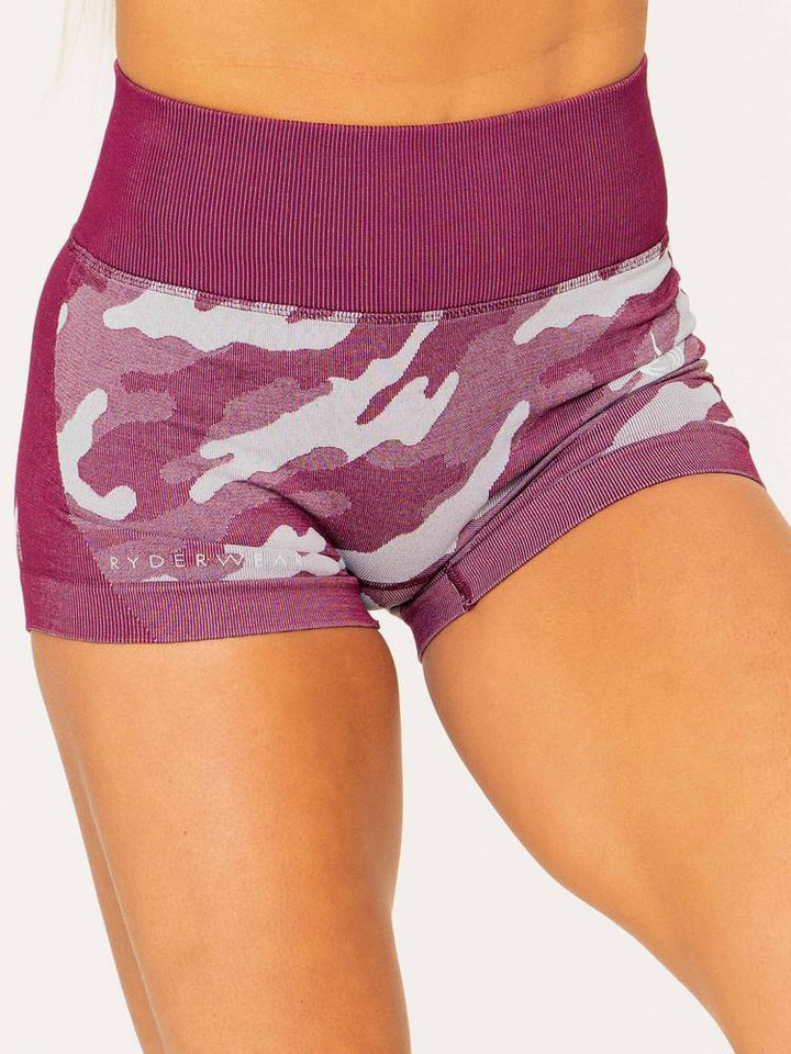 Ryderwear Camo Seamless Booty Shorts - Burgundy Camo