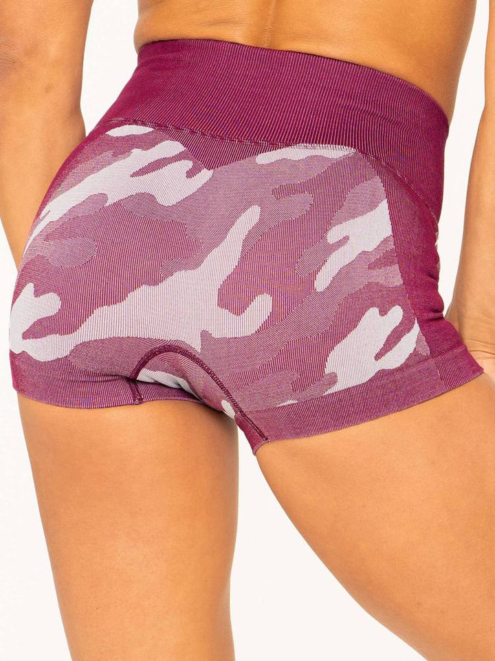 Ryderwear Camo Seamless Booty Shorts - Burgundy Camo