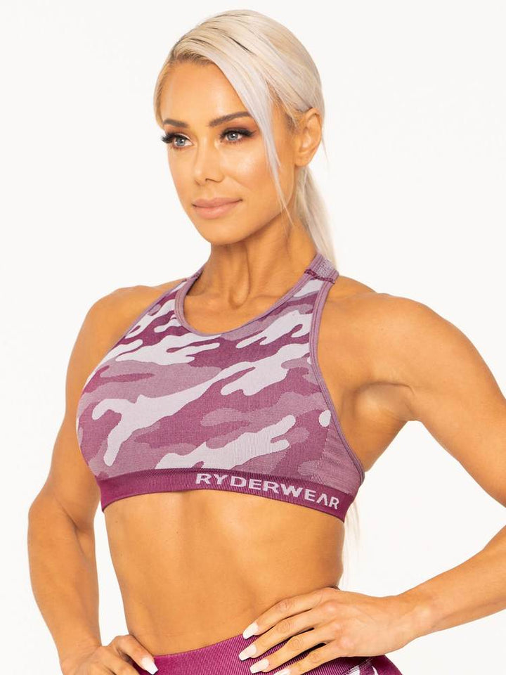 Ryderwear Camo Seamless Sports Bra - Burgundy Camo
