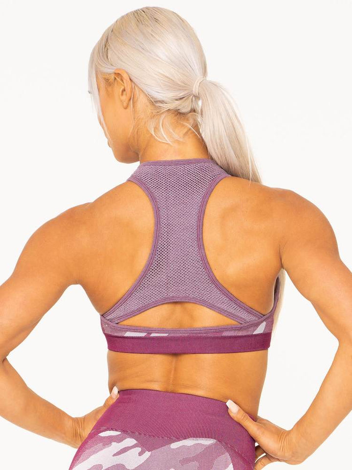 Ryderwear Camo Seamless Sports Bra - Burgundy Camo