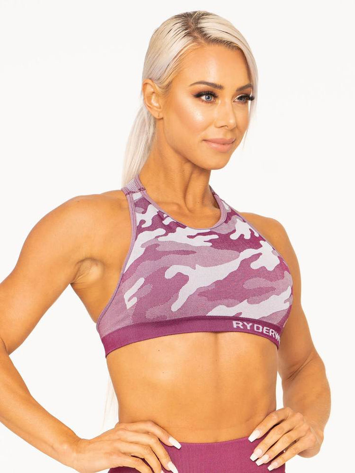 Ryderwear Camo Seamless Sports Bra - Burgundy Camo