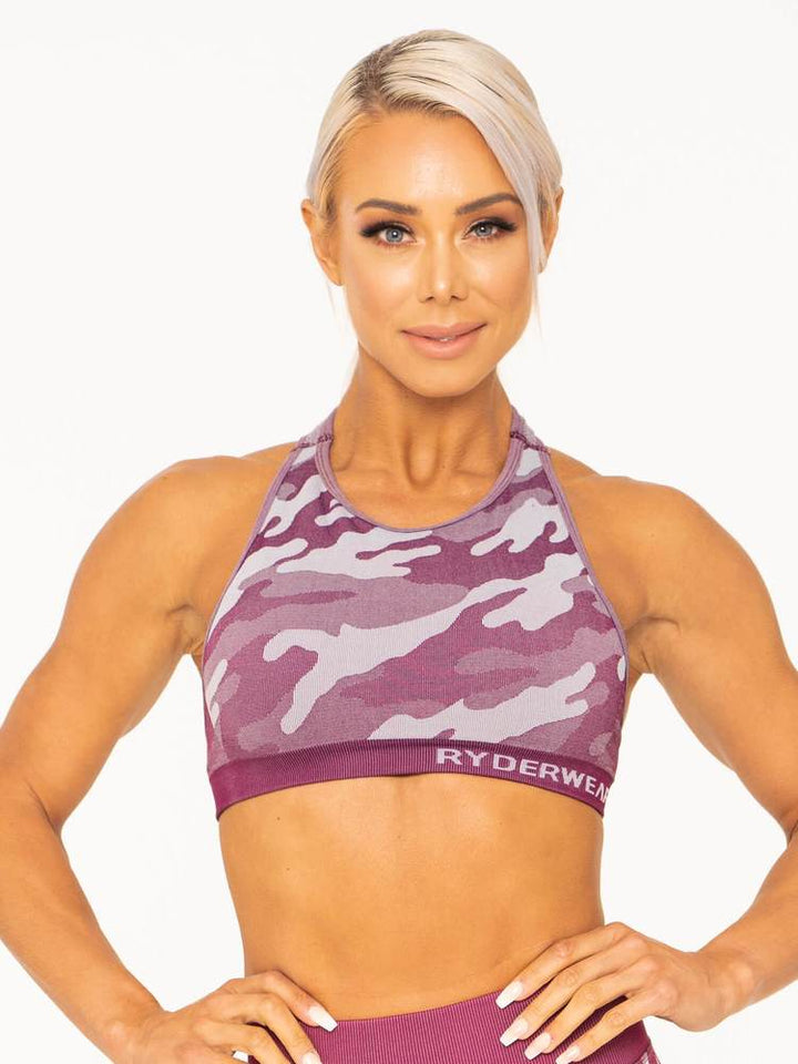 Ryderwear Camo Seamless Sports Bra - Burgundy Camo