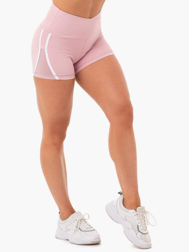 Ryderwear Collide High Waisted Booty Shorts - Dusty Pink