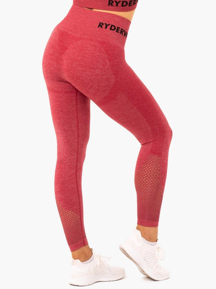 Ryderwear Seamless Staples Leggings - Cherry Red Marl