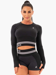 Ryderwear Freestyle Seamless Long Sleeve Crop - Black