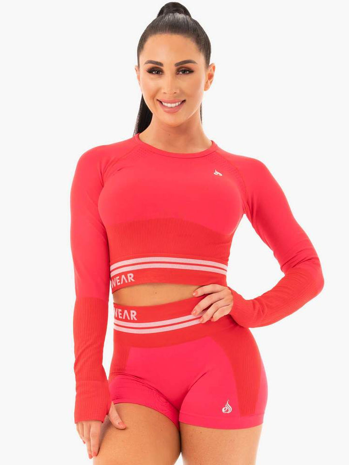 Ryderwear Freestyle Seamless Long Sleeve Crop - Red