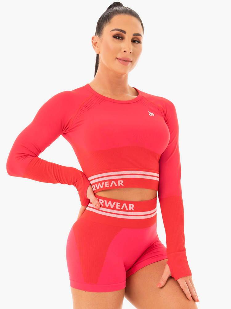 Ryderwear Freestyle Seamless Long Sleeve Crop - Red