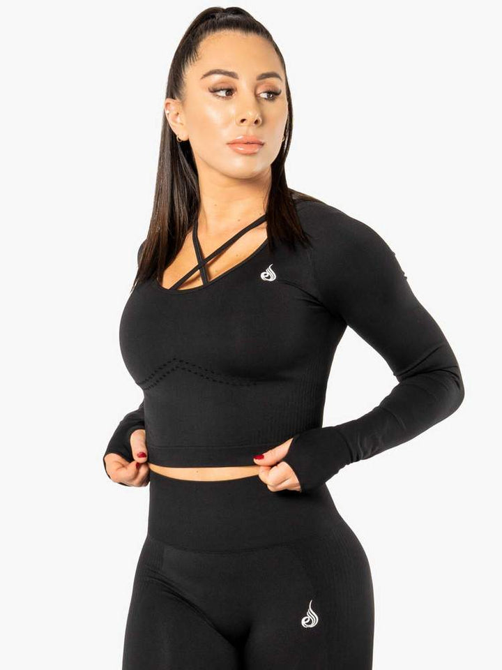 Ryderwear Electra Seamless Long Sleeve Crop - Black