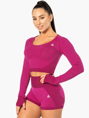 Ryderwear Electra Seamless Long Sleeve Crop - Electric Pink