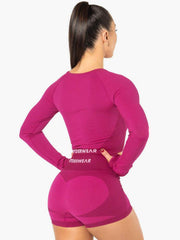 Ryderwear Electra Seamless Long Sleeve Crop - Electric Pink