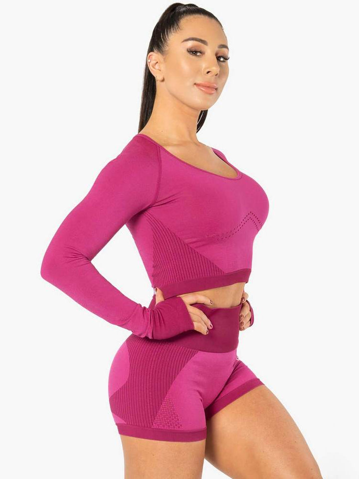 Ryderwear Electra Seamless Long Sleeve Crop - Electric Pink