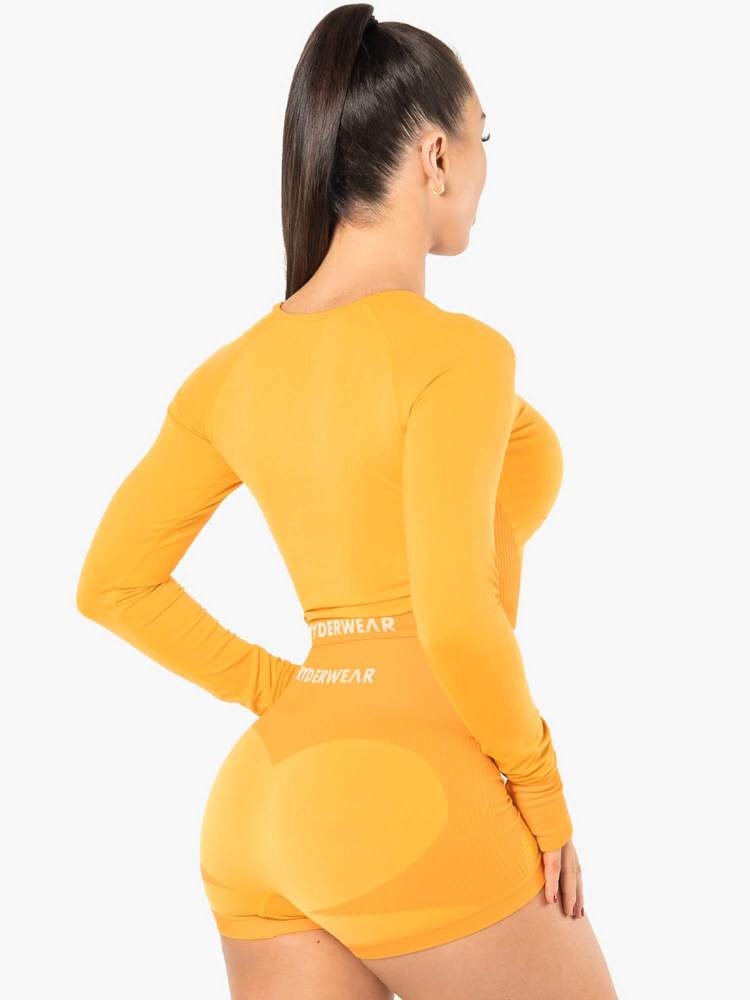 Ryderwear Electra Seamless Long Sleeve Crop - Electric Yellow