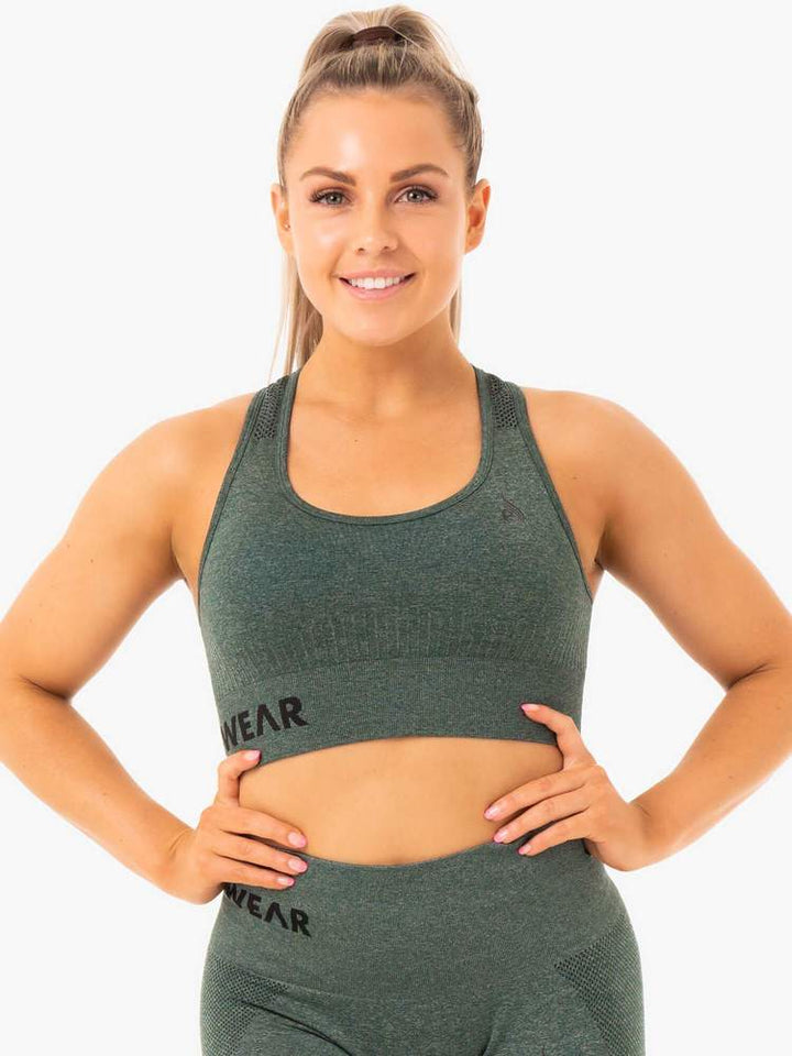 Ryderwear Seamless Staples Sports Bra - Forest Green Marl