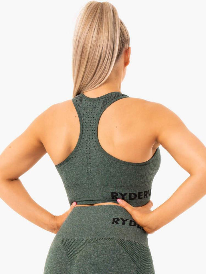 Ryderwear Seamless Staples Sports Bra - Forest Green Marl