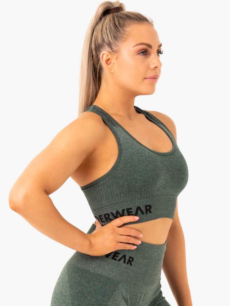 Ryderwear Seamless Staples Sports Bra - Forest Green Marl