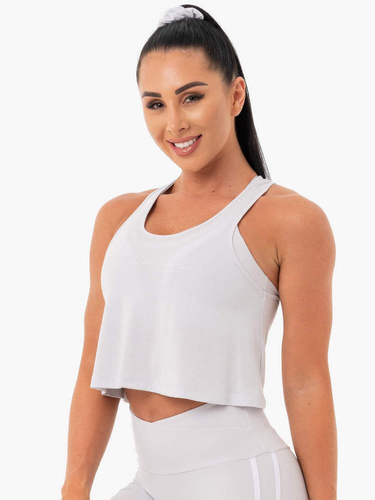 Ryderwear Collide Tied Up Cropped Tank - Pebble Grey
