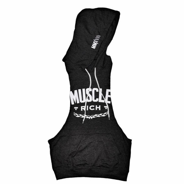 MuscleRich Exclusive Cutoff Swish Hoodie - Charcoal