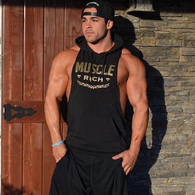 MuscleRich Exclusive Stringer Hoodie - Gold/Black